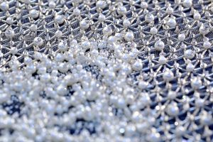 Hand embroidered customized bridal design with pearls, stones and beads.