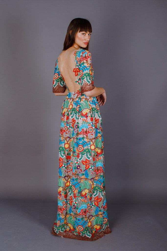 Colourful bridal gown