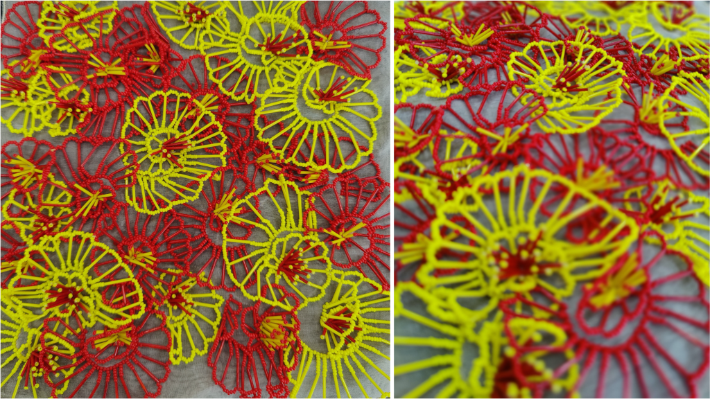 Beaded 3D flowers for a couture outfit