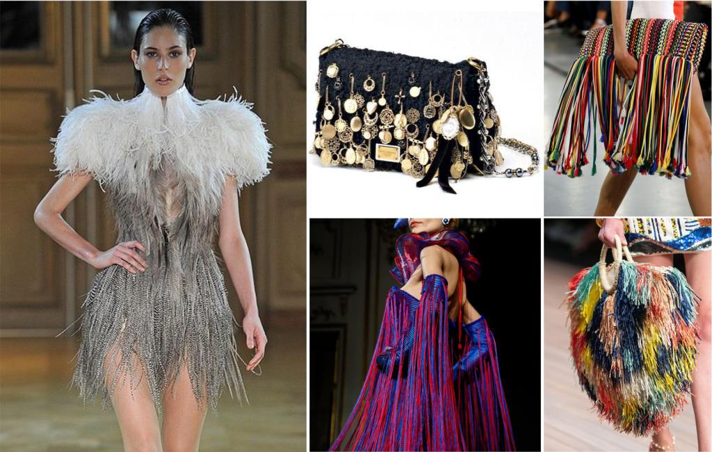 Raffia, chain, yarn fringes